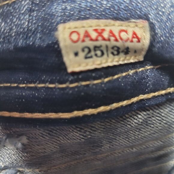 25 MEK OAXACA DISTRESSED BOOT FLARE WIDE miss me buckle  embroidered JEANS - Picture 7 of 16